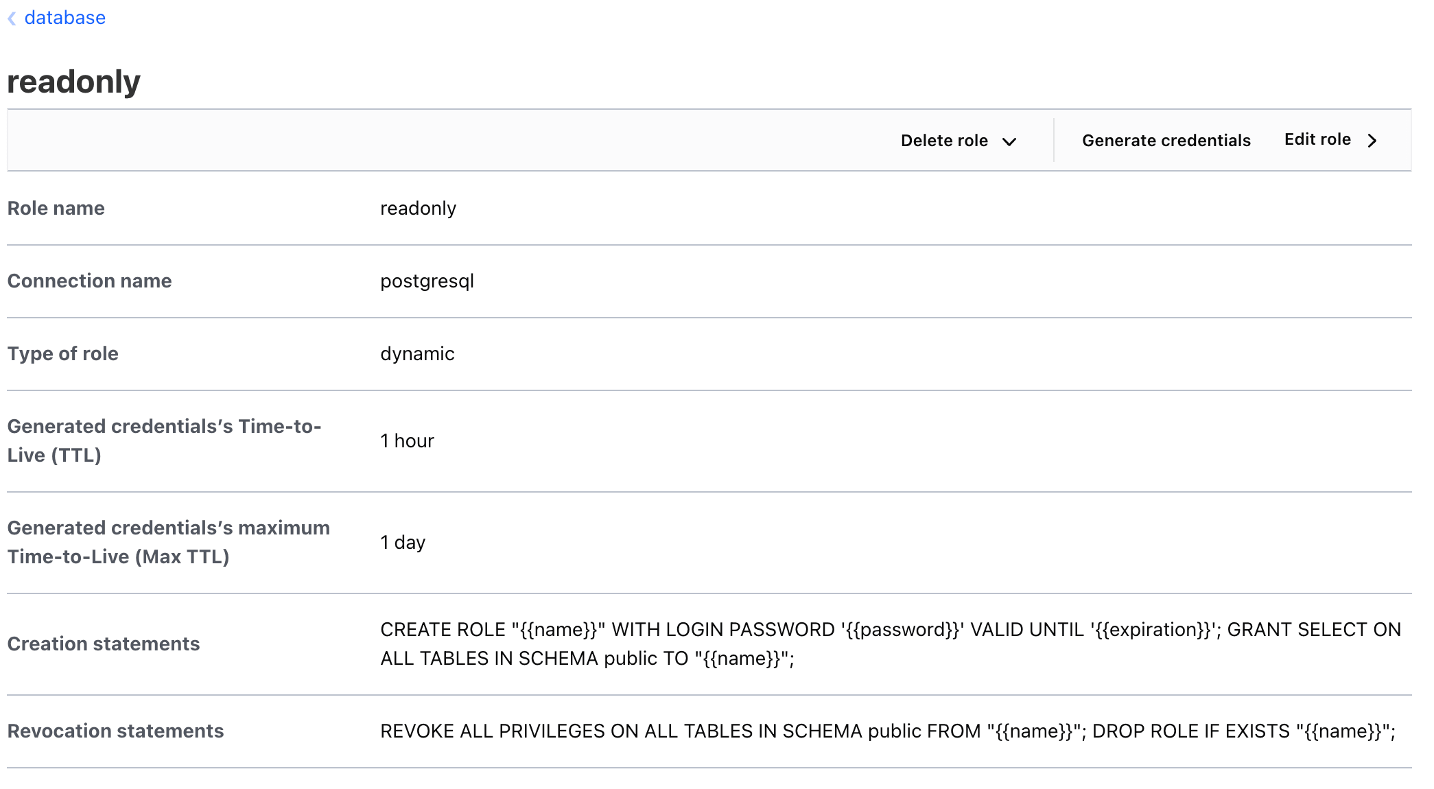 PostgreSQL Role